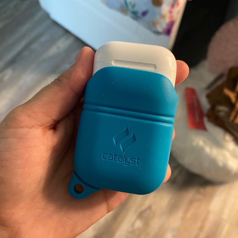 Airpods with blue case